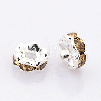 Brass Rhinestone Spacer Beads RB-A014-L6mm-14S-1