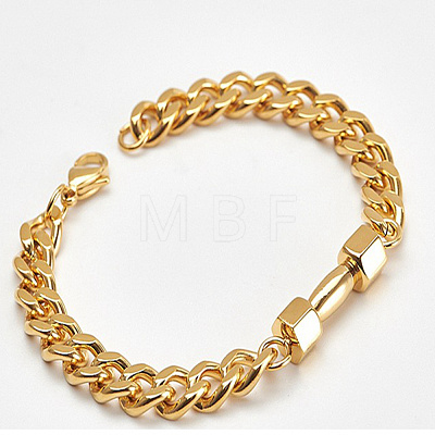 304 Stainless Steel Cuban Link Chain Bracelets for Men FS-WGF5D74-04-1