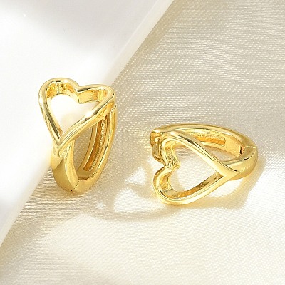 Hollow Heart Brass Hoop Earrings EJEW-D311-098G-1