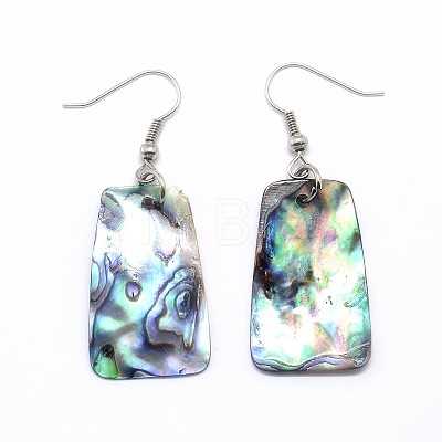 Abalone Shell Trapezoid Dangle Earrings EJEW-E145-15-1