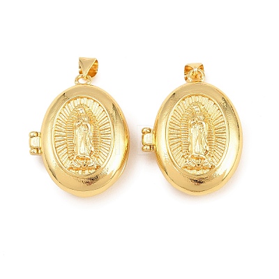 Religion Brass Locket Pendants KK-D232-21G-03-1