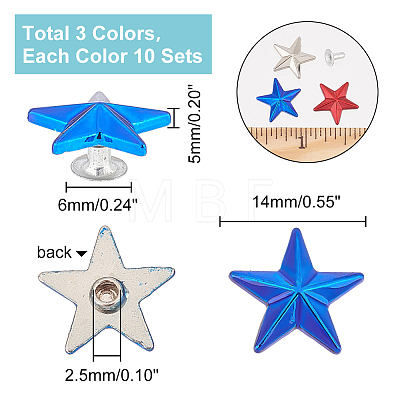 30 sets 3 colors Zinc Alloy Garment Semi-Tublar Rivets FIND-AR0003-48-1
