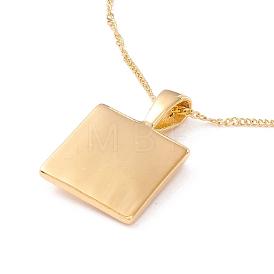 Ion Plating(IP) 304 Stainless Steel Square with Shell Pendant Necklace for Women NJEW-F292-06G-1