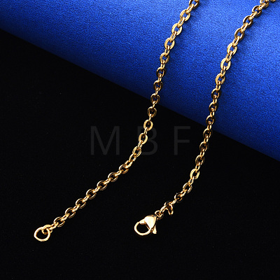 Vacuum Plating 304 Stainless Steel Cable Chain Necklace NJEW-S420-004G-1