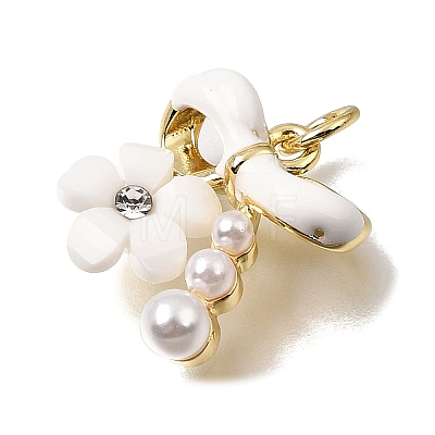 Brass with White Enamel Pendants KK-CBAA632-04G-1