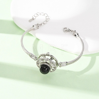 Rotating Sun Natural Obsidian Link Bracelets GG-CBA0251-11P-10-1