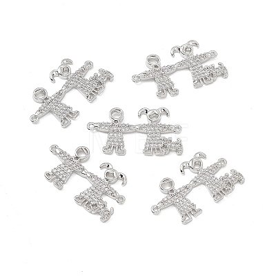 Brass Micro Pave Clear Cubic Zirconia Connector Charms KK-E068-VB333-1