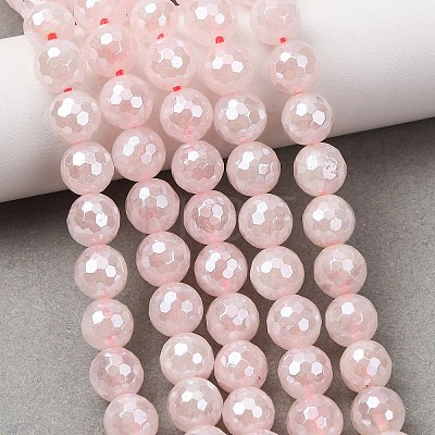 Electroplated Natural Rose Quartz Beads Strands G-B191-A04-8mm-1