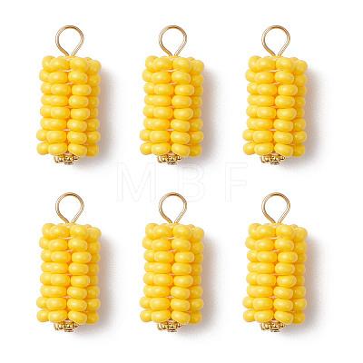 Glass Seed Beaded Corn Pendants PALLOY-MZ01108-1