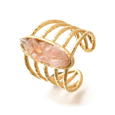 Natural Rose Quartz Chip Finger Rings for Women RJEW-R012-08G-02-1