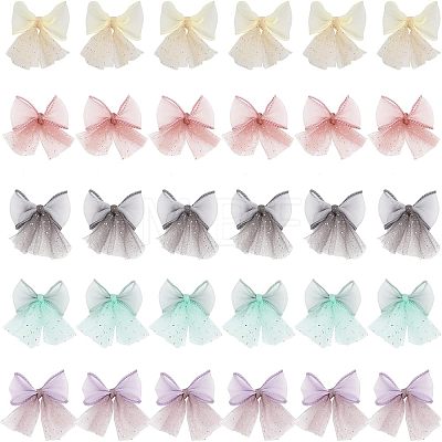 30Pcs 5 Colors Handmade Polyester Organza Bowknot Ornament Accessories DIY-CA0004-79-1