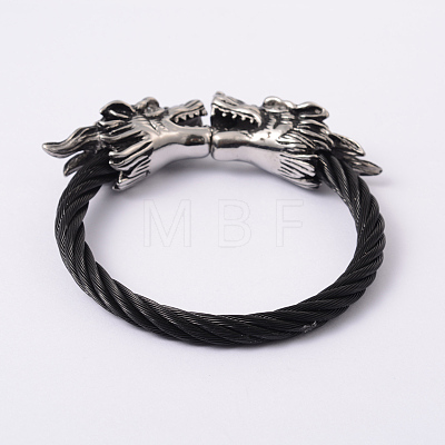 Retro Dragon 304 Stainless Steel Bangles BJEW-F210-22-1