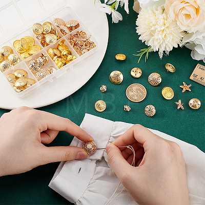 8 Styles Brass & Alloy Shank Buttons BUTT-PH0001-32B-1