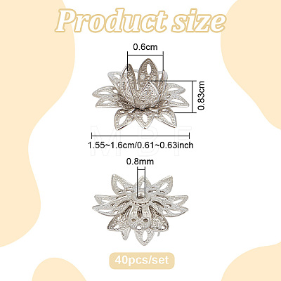 40Pcs Brass Bead Caps KK-PH0015-25P-1