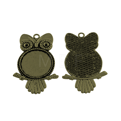Tibetan Style Alloy Pendant Rhinestone Cabochon Settings TIBEP-4494-AB-FF-1