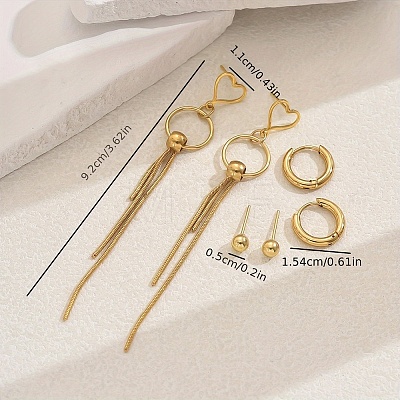 Stainless Steel Ring Tassel Earrings Sets OV1980-3-1