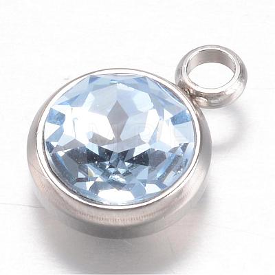 304 Stainless Steel Glass Rhinestone Charms STAS-G082-02-1