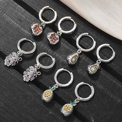 Brass Cubic Zirconia Hoop Earrings EJEW-Q015-02P-1