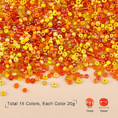  300g 15 Style Mixed Style Seed Glass Beads SEED-NB0001-27B-1