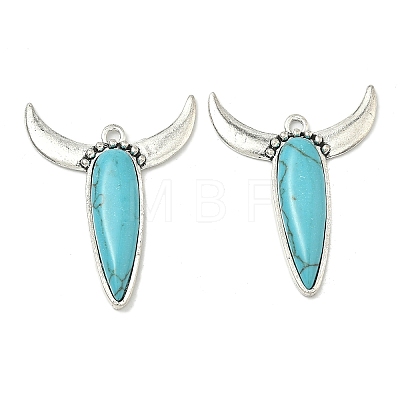 Bohemian Synthetic Turquoise Cattle Pendants FIND-Z112-01AS-03-1