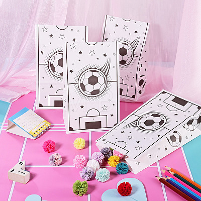 15Pcs Football Pattern Paper Bakery Bags ABAG-TA0002-32A-1