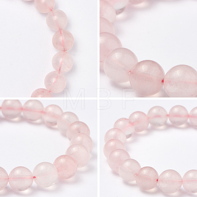 SUNNYCLUE Natural Rose Quartz Round Beads Stretch Bracelets BJEW-PH0001-10mm-20-1