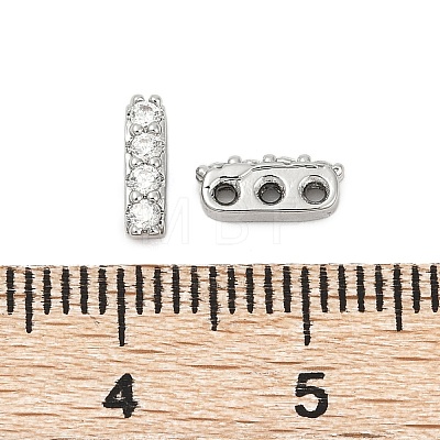 Brass Micro Pave Clear Cubic Zirconia Spacer Bars KK-P302-20P-1