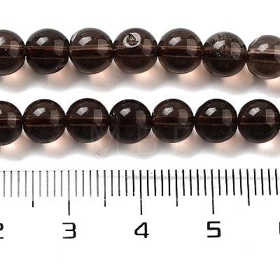 Natural Smoky Quartz Round Beads Strands X-G-E329-6mm-38A-1