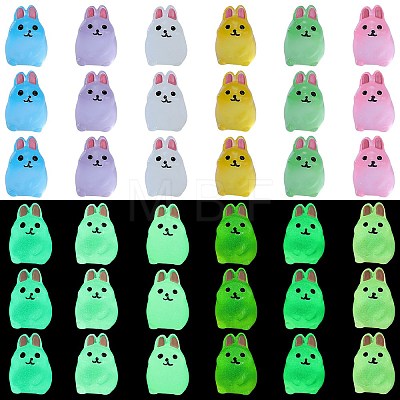 36Pcs 6 Colors Rabbit Luminous Resin Display Decorations DJEW-SZ0001-09-1