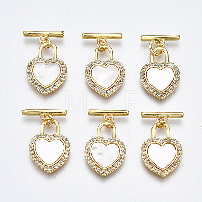 Brass Micro Pave Clear Cubic Zirconia Toggle Clasps KK-T063-89G-NF-1