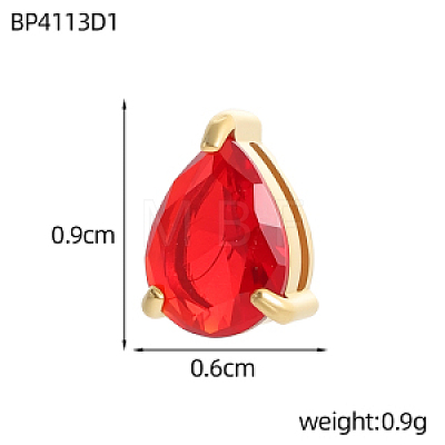 Brass Cubic Zirconia Slide Charms STAS-OY016-04G-1