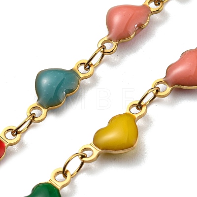 Ion Plating(IP) Golden 304 Stainless Steel Heart Link Chain Necklaces NJEW-E098-02G-01-1