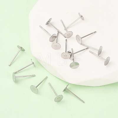 Tarnish Resistant 304 Stainless Steel Flat Round Blank Peg Stud Earring Findings X-STAS-S028-23-1