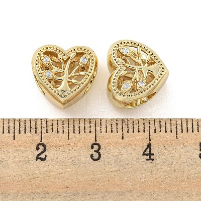 Rack Plating Brass Micro Pave Clear Cubic Zirconia Beads KK-P270-14G-1