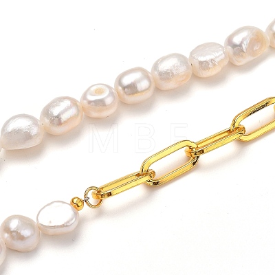 Natural Baroque Pearl Keshi Pearl Beaded Necklaces NJEW-JN02905-1