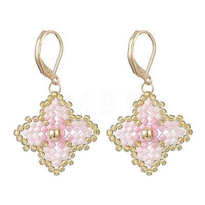 Handmade Glass Seed Beads Flower Leverback Earrings EJEW-MZ00578-03-1