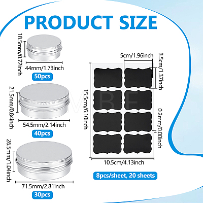 120Pcs 3 Styles Round Aluminium Tin Cans CON-WA0001-14-1