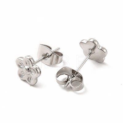 304 Stainless Steel Flower Stud Earrings for Women EJEW-C004-07P-1