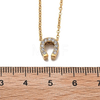 304 Stainless Steel Crystal Rhinestone Pendant Cable Chain Necklaces for Women NJEW-C062-01B-G-1