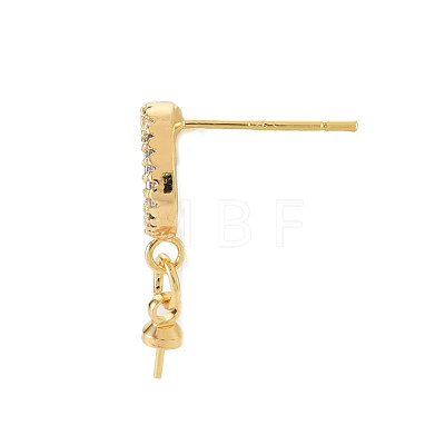 Brass Micro Pave Clear Cubic Zirconia Stud Earring Findings KK-N233-127-NF-1