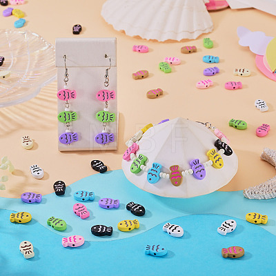 44Pcs 11 Colors Fish Spray Painted Alloy Enamel Beads FIND-TA0010-35-1