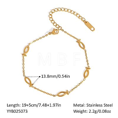 304 Stainless Steel Link Chain Bracelets for Women XX6576-20-1