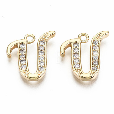 Brass Micro Pave Clear Cubic Zirconia Pendants KK-S360-053U-NF-1