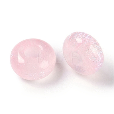 Resin European Beads with Glitter Powder RESI-F055-07I-1