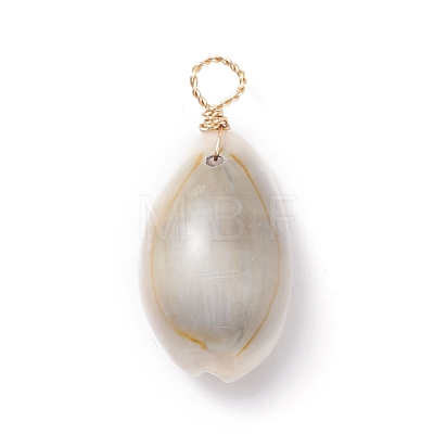 Natural Cowrie Shell Dyed Pendants PALLOY-JF01206-1