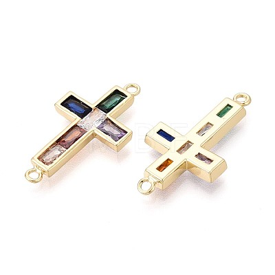 Brass Pave Colorful Cubic Zirconia Links KK-T080-48G-1