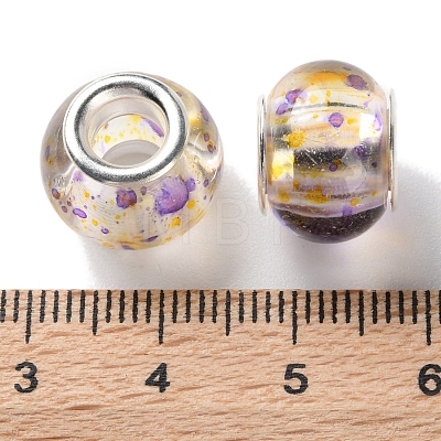 Transparent Two-Color Brass Cores Acrylic European Beads OACR-M024-05S-08-1