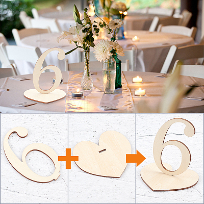 Wood Table Numbers WOOD-WH0112-93-1