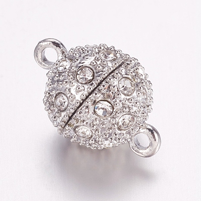 Alloy Rhinestone Magnetic Clasps with Loops BSAHH050-1