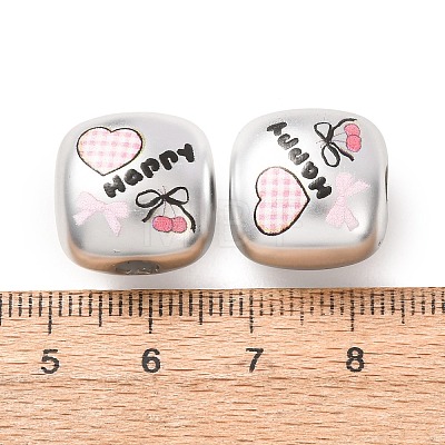 Plating Printed Acrylic European Beads AC-CBA655C-08-1